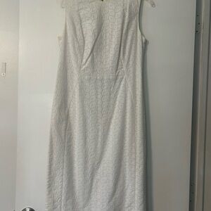 Calvin Klein White Eyelet Midi Dress